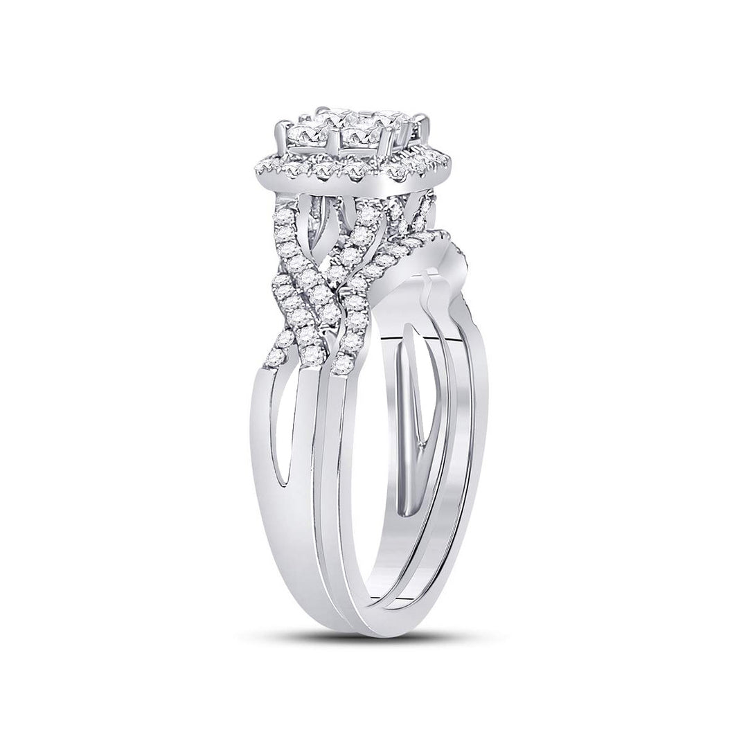 1.00 Carat (Color H-II1-I2) Princess Cut Diamond Engagement Ring Bridal Wedding Set in 10K White Gold Image 2