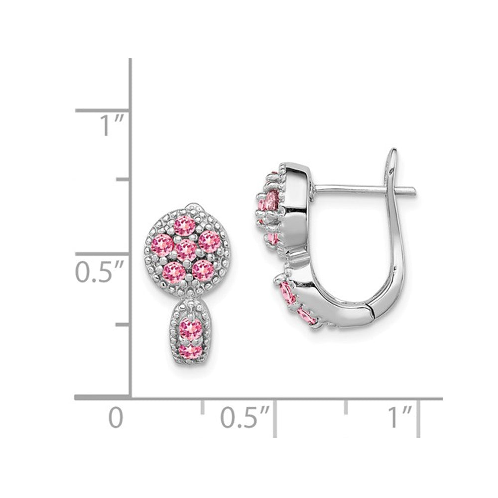 2/5 Carat (ctw) Pink Tourmaline Hoop Earrings in Sterling Silver Image 2