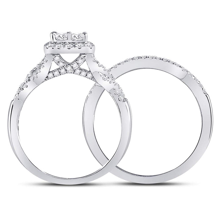 1.00 Carat (Color H-II1-I2) Princess Cut Diamond Engagement Ring Bridal Wedding Set in 10K White Gold Image 4