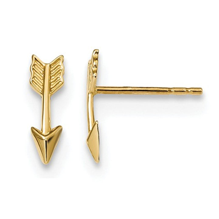 14K Yellow Gold Polished Arrow Post Charm Earrings Image 1