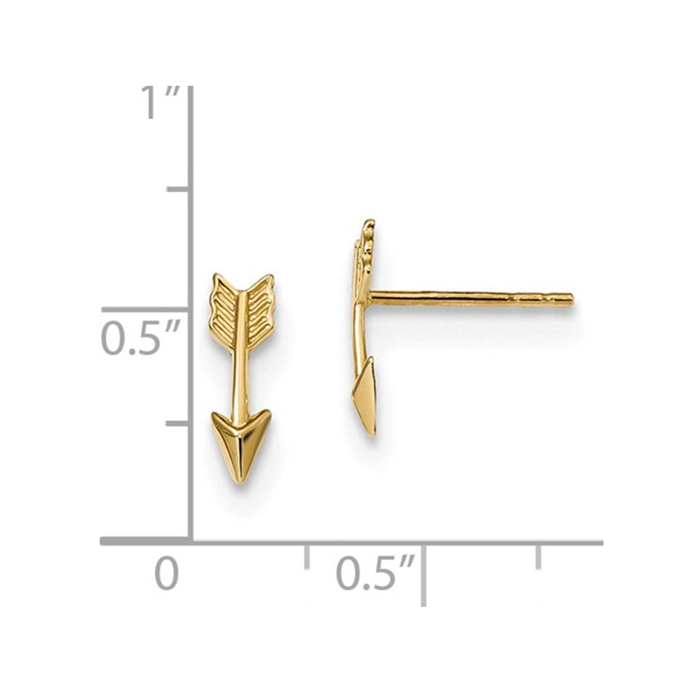 14K Yellow Gold Polished Arrow Post Charm Earrings Image 2