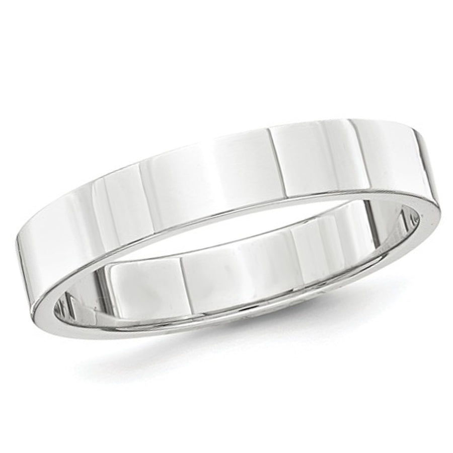 Mens Platinum 4mm Flat Wedding Band Ring Image 1