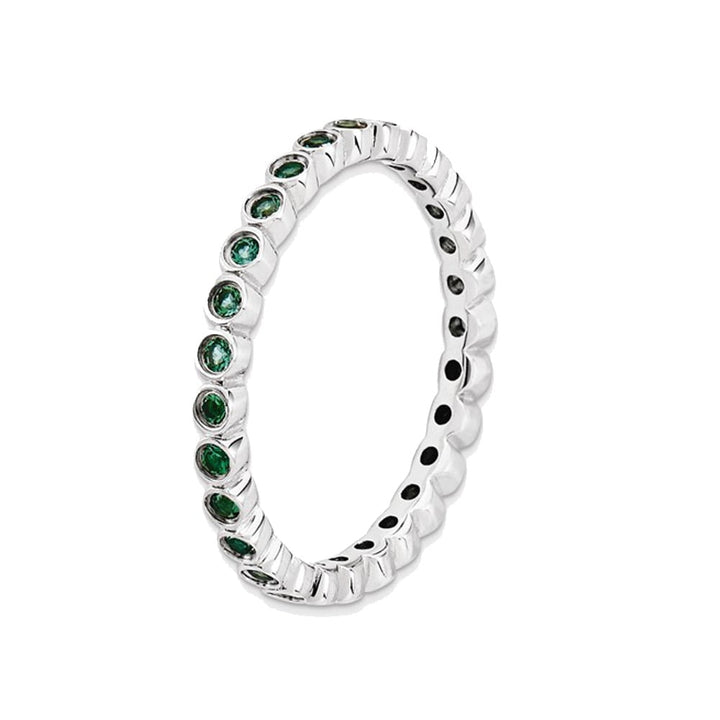 Created Green Emerald Eternity Ring 2/5 Carat (ctw) in Sterling Silver Image 3