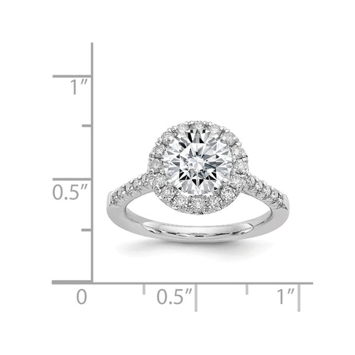 1.30 Carat (ctw) (1 1/3 Ct. Look) Round Cut Synthetic Moissanite Halo Engagement Ring in 14K White Gold Image 3