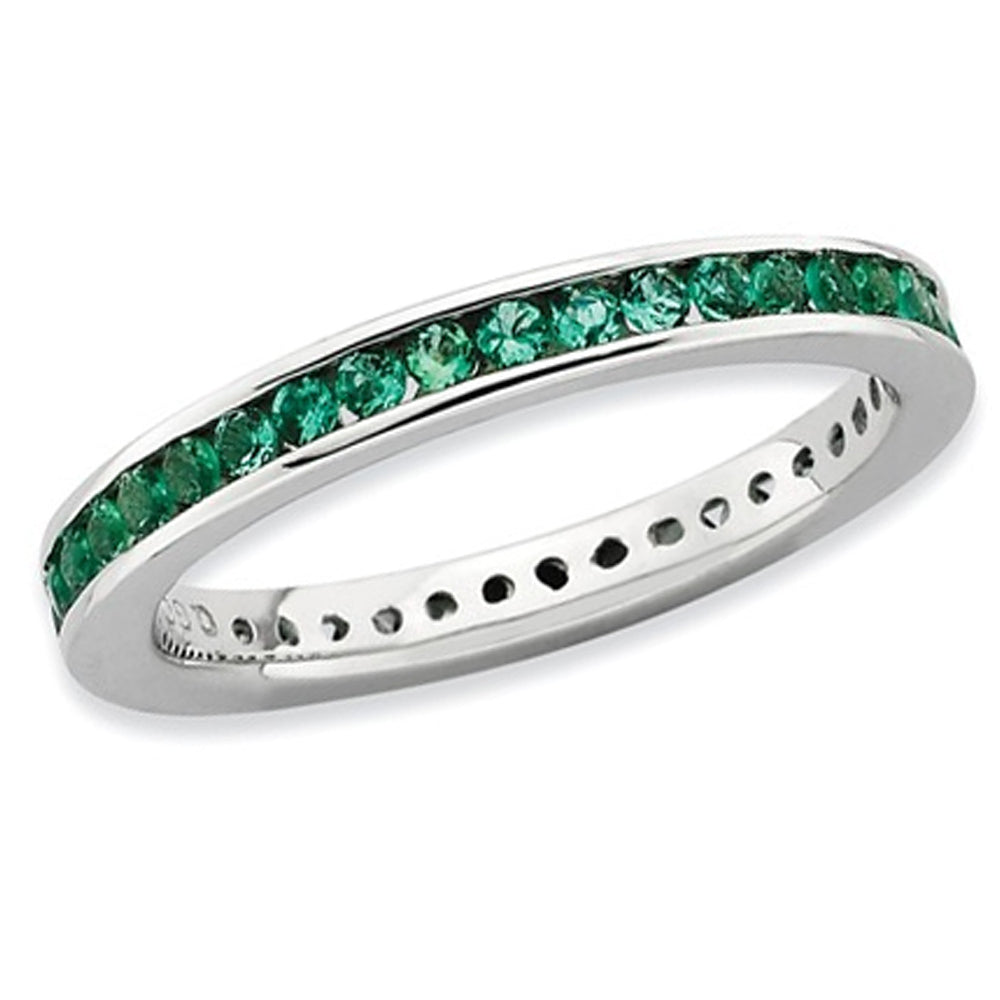 1/2 Carat (ctw) Lab-Created Emerald Band Ring in Sterling Silver Image 1