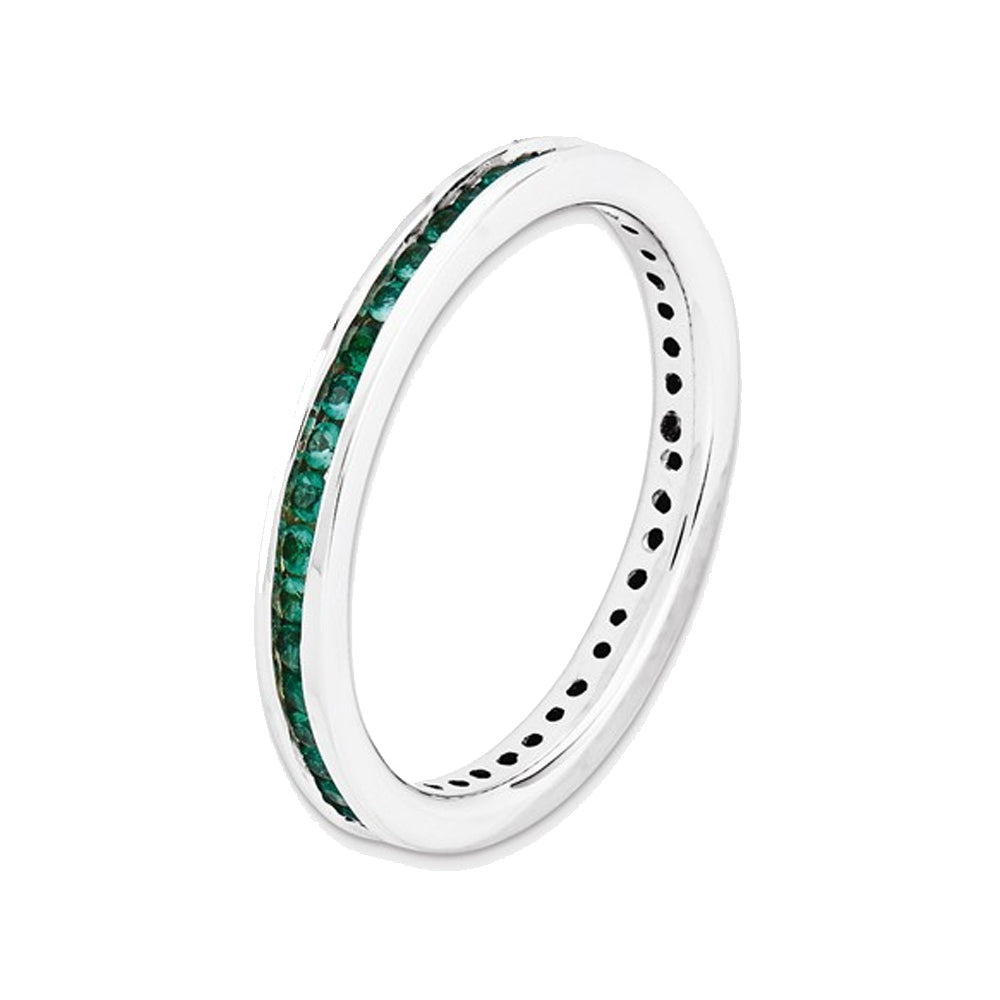 1/2 Carat (ctw) Lab-Created Emerald Band Ring in Sterling Silver Image 2