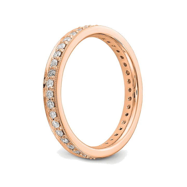 1/2 Carat (ctw Color H-I I1-I2) Ladies 14K Rose Pink Gold Diamond Eternity Wedding Band Ring Image 2