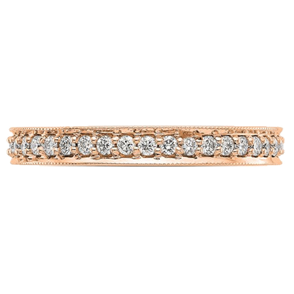 1/2 Carat (ctw Color H-I I1-I2) Ladies 14K Rose Pink Gold Diamond Eternity Wedding Band Ring Image 3