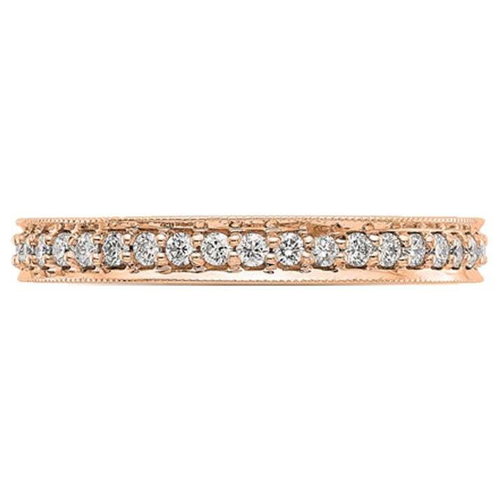 1/2 Carat (ctw Color H-I I1-I2) Ladies 14K Rose Pink Gold Diamond Eternity Wedding Band Ring Image 3