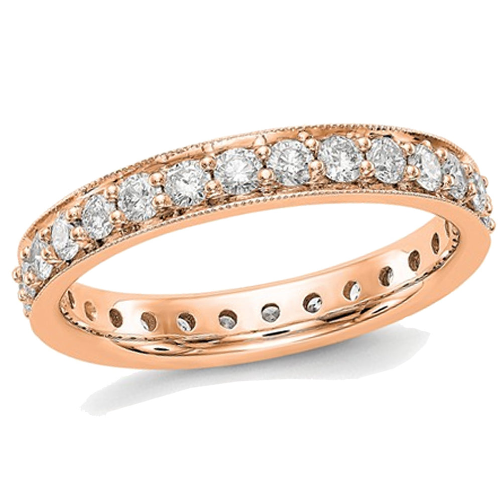 1.00 Carat (ctw Color H-II1-I2) Diamond Eternity Wedding Band Ring in 14K Rose Pink Gold Image 1