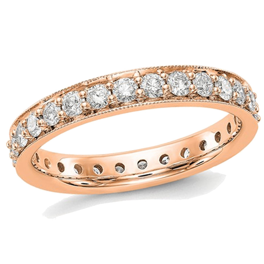 1.00 Carat (ctw Color H-II1-I2) Diamond Eternity Wedding Band Ring in 14K Rose Pink Gold Image 1