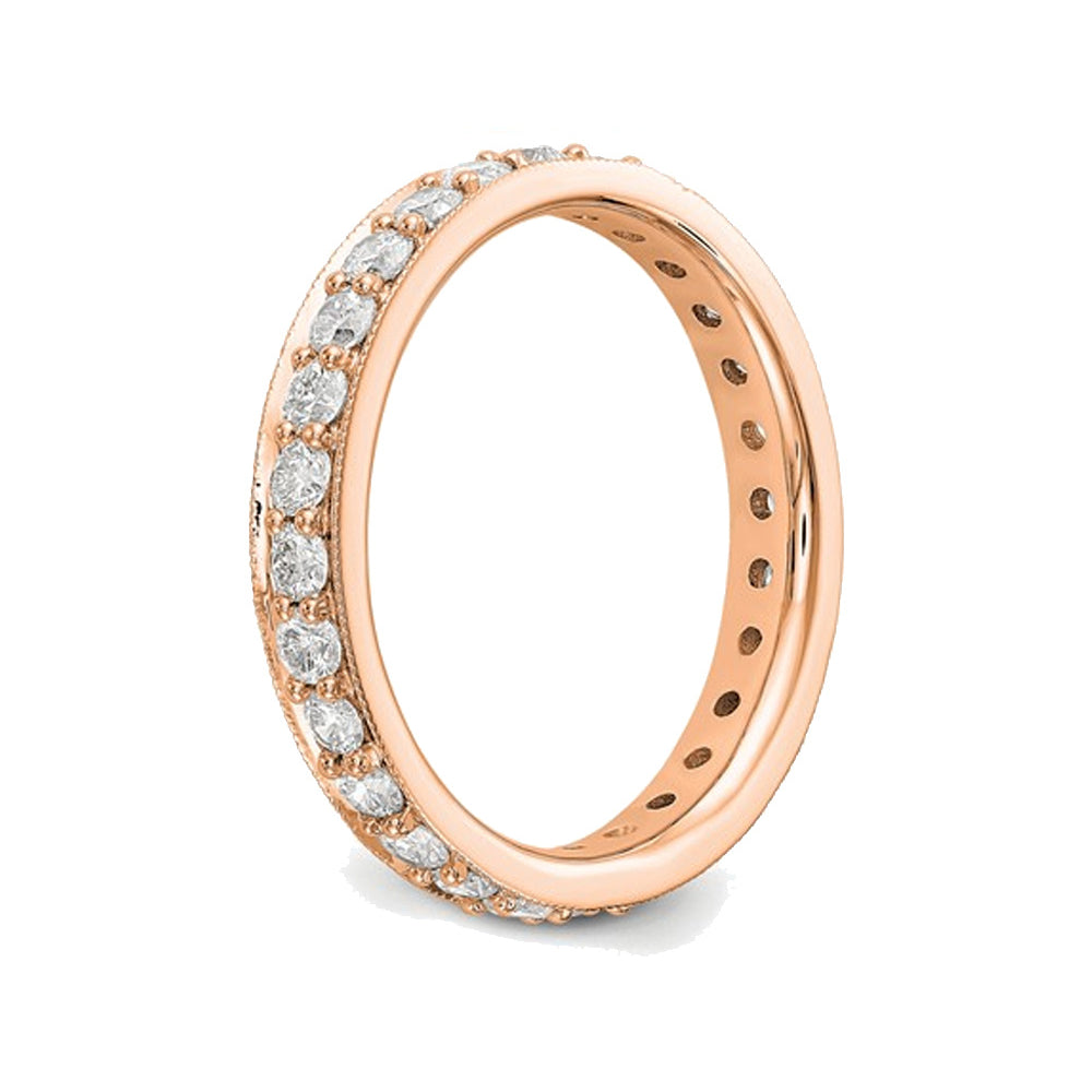 1.00 Carat (ctw Color H-II1-I2) Diamond Eternity Wedding Band Ring in 14K Rose Pink Gold Image 2
