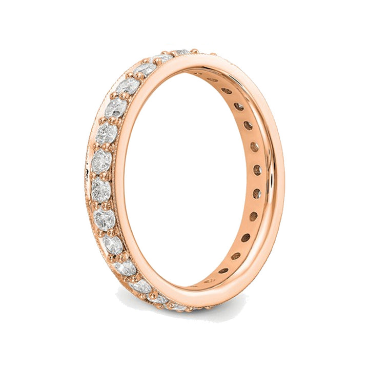 1.00 Carat (ctw Color H-II1-I2) Diamond Eternity Wedding Band Ring in 14K Rose Pink Gold Image 2