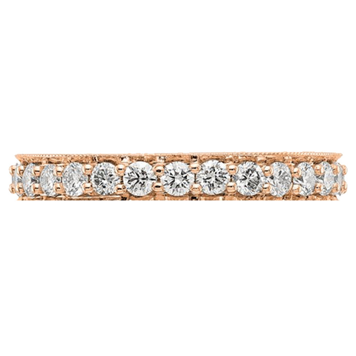 1.00 Carat (ctw Color H-II1-I2) Diamond Eternity Wedding Band Ring in 14K Rose Pink Gold Image 3