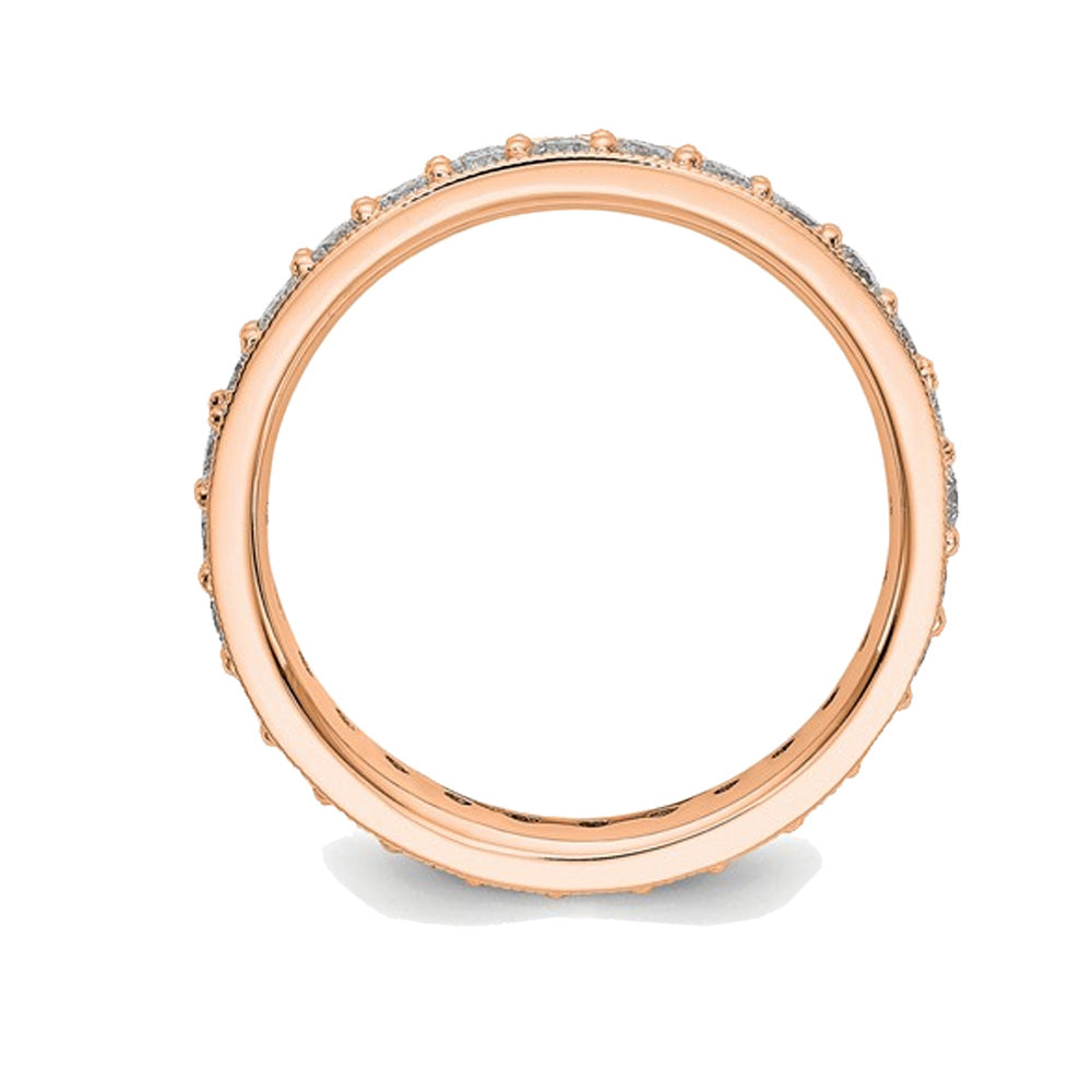 1.00 Carat (ctw Color H-II1-I2) Diamond Eternity Wedding Band Ring in 14K Rose Pink Gold Image 4