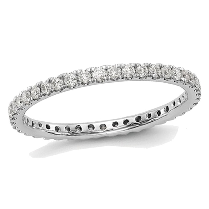 1/2 Carat (ctw Color H-II1-I2) Diamond Eternity Wedding Band Ring in 14K White Gold Image 1