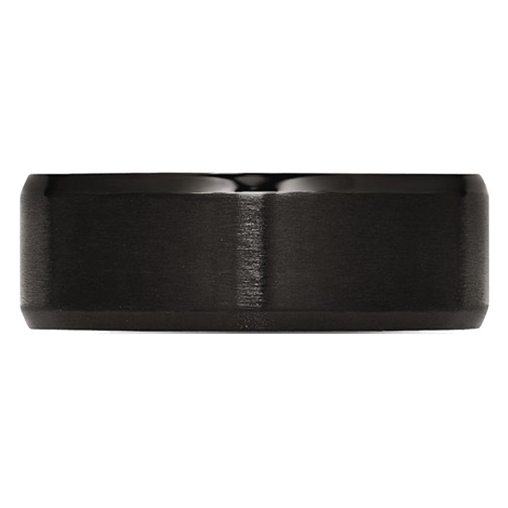 Mens Black Plated Stainless Steel 8mm Beveled Edge Wedding Band Image 4