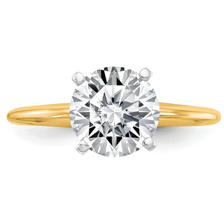 1.0 Carat (1.10 Ct.look) Synthetic Moissanite Solitaire Engagement Ring in 14K Yellow Gold Image 4