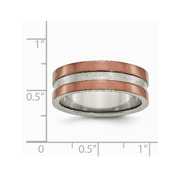 Mens Chisel Titanium 8mm Wedding Band Ring with Brown Plating Image 3