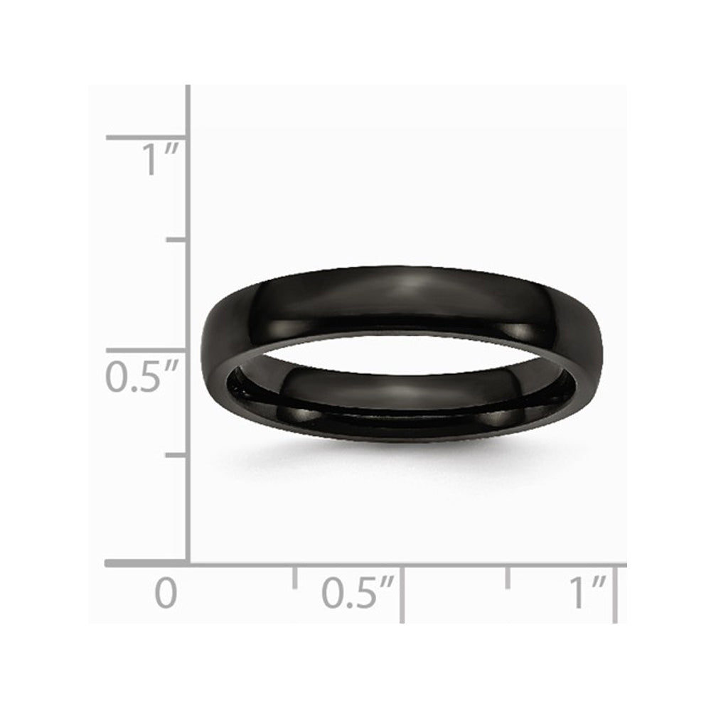 Mens or Ladies Black Plated Stainless Steel 4mm Plated Wedding Band Ring Image 2