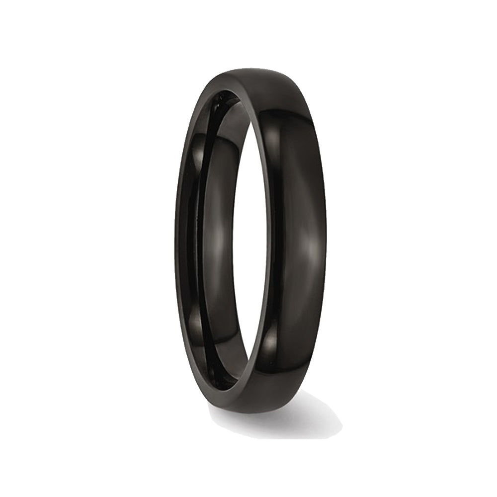 Mens or Ladies Black Plated Stainless Steel 4mm Plated Wedding Band Ring Image 3