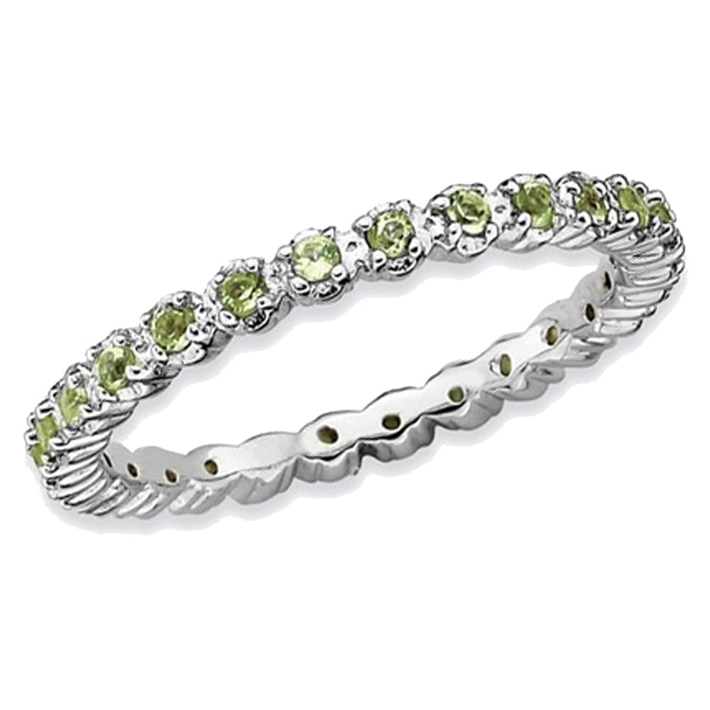 Natural Green Peridot 1/2 Carat (ctw) Eternity Band Ring in Sterling Silver Image 1