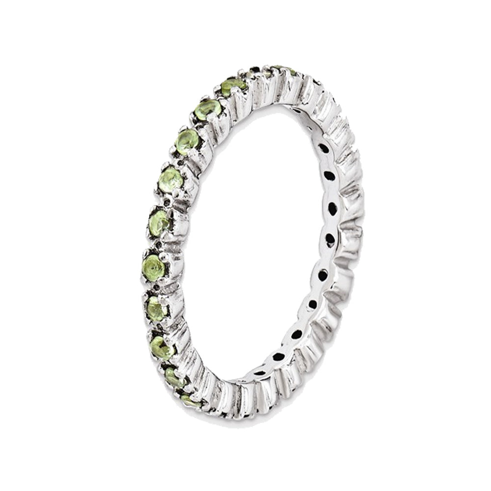 Natural Green Peridot 1/2 Carat (ctw) Eternity Band Ring in Sterling Silver Image 2