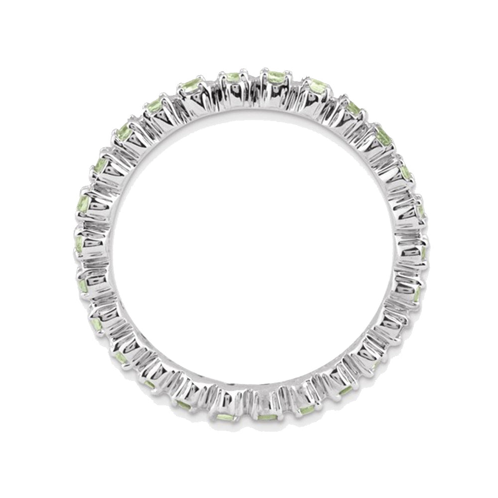 Natural Green Peridot 1/2 Carat (ctw) Eternity Band Ring in Sterling Silver Image 3