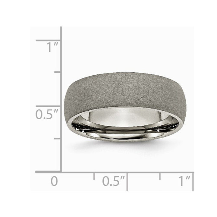 Mens Titanium 7mm Stone Finish Wedding Band Ring Image 2