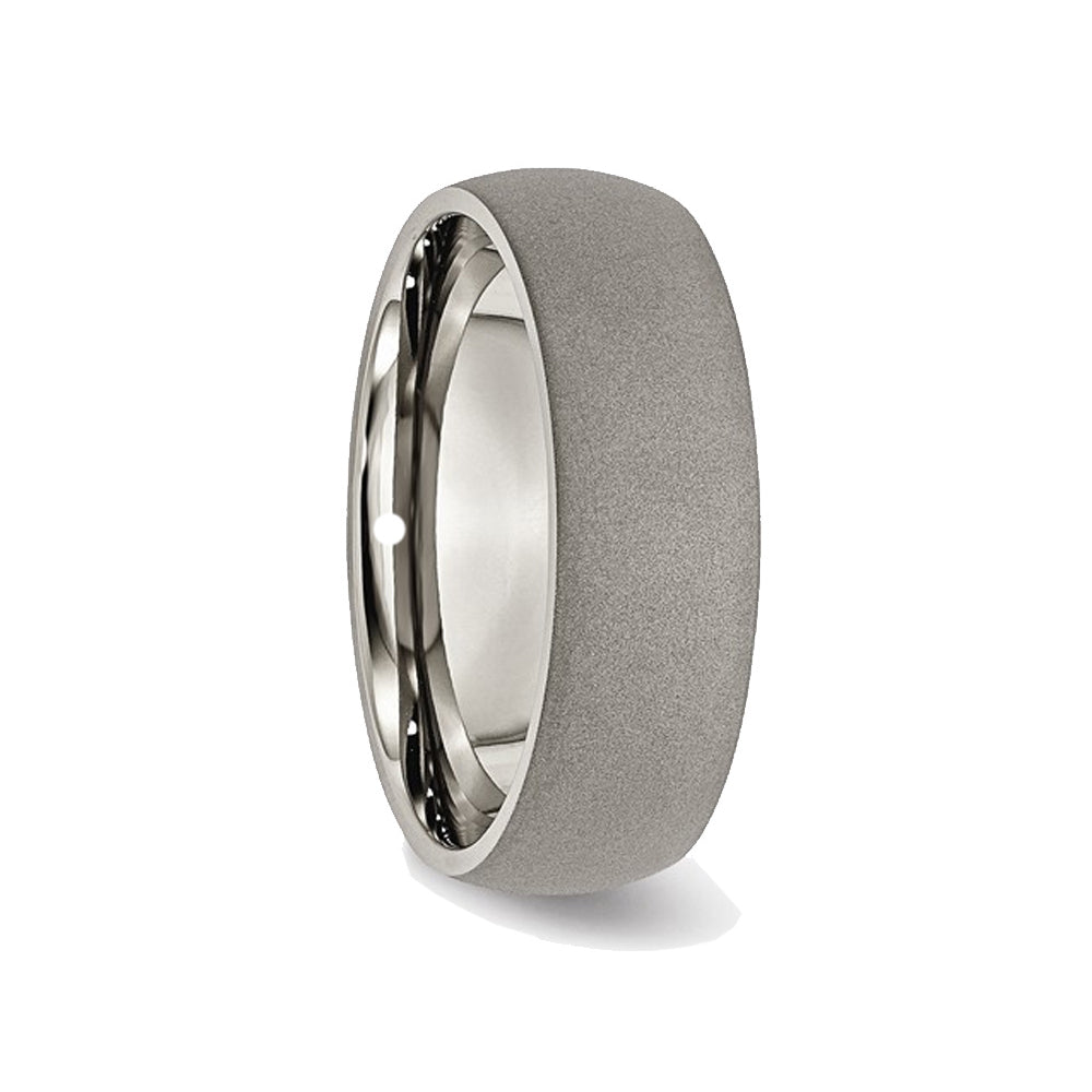 Mens Titanium 7mm Stone Finish Wedding Band Ring Image 4