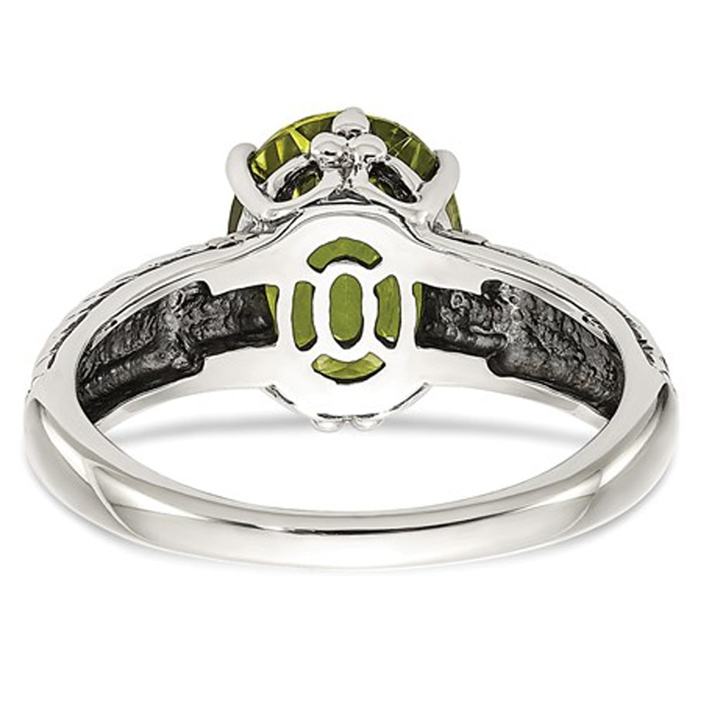 Ladies Natural Peridot Ring in Sterling Silver with 14K Gold Accents Image 2