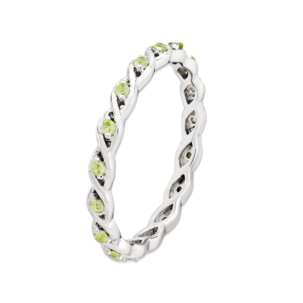 Natural Green Peridot 1/4 Carat (ctw) Eternity Twist Band Ring in Sterling Silver Image 2