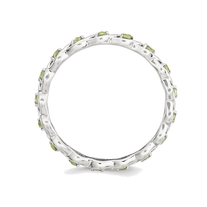 Natural Green Peridot 1/4 Carat (ctw) Eternity Twist Band Ring in Sterling Silver Image 3