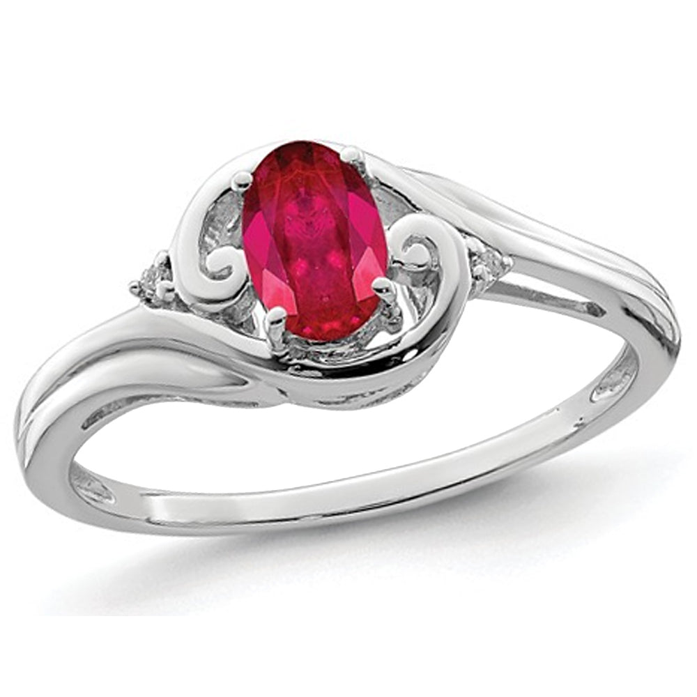 2/5 Carat (ctw) Oval-Cut Ruby Ring in Sterling Silver Image 1