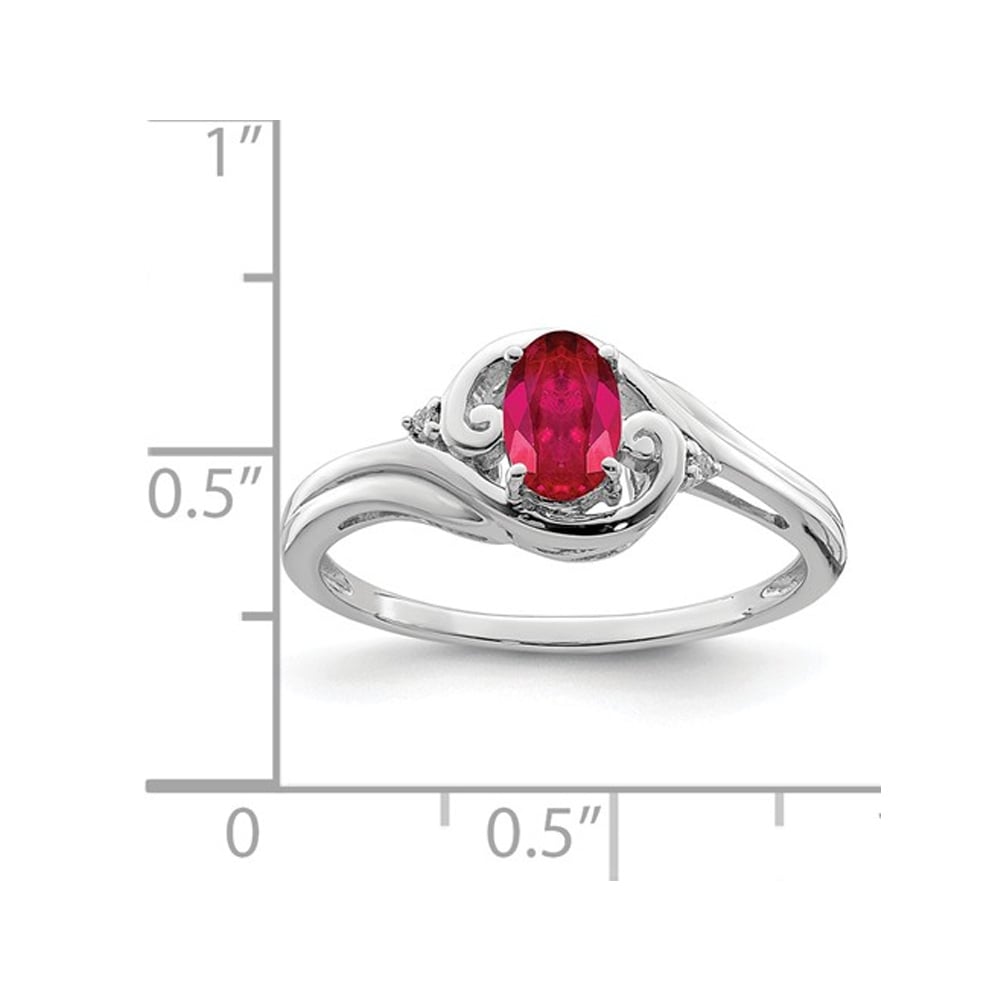 2/5 Carat (ctw) Oval-Cut Ruby Ring in Sterling Silver Image 2