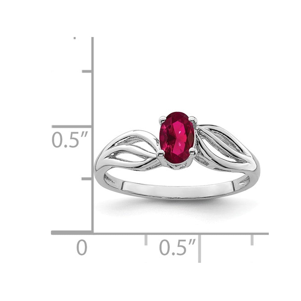 1/2 Carat (ctw) Lab-Created Ruby Ring in Rhodium Plated Sterling Silver Image 3