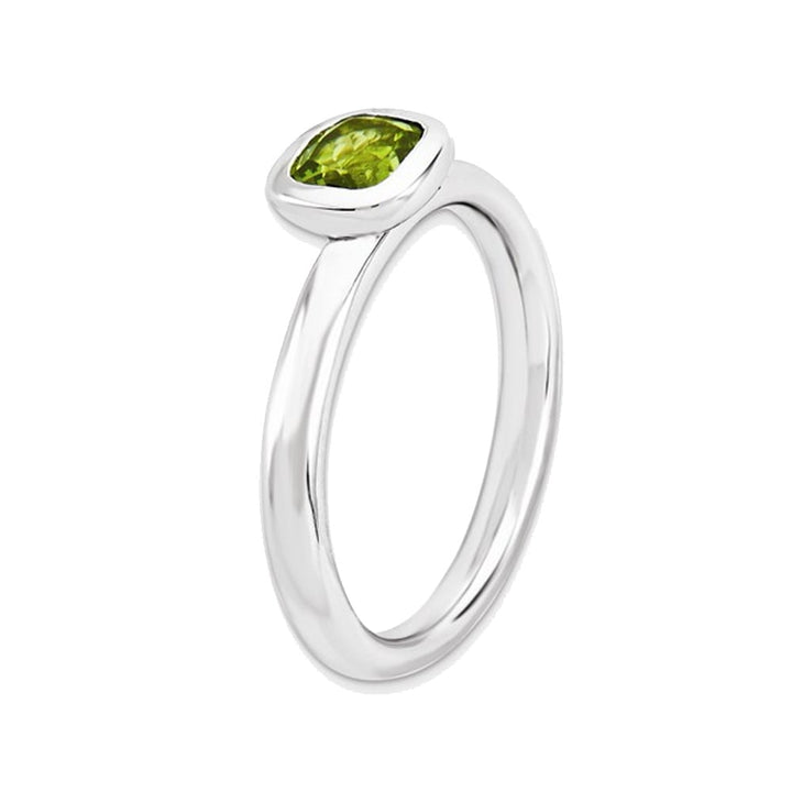 Solitaire Cushion Cut Peridot Ring 1/2 Carat (ctw) in Sterling Silver Image 2