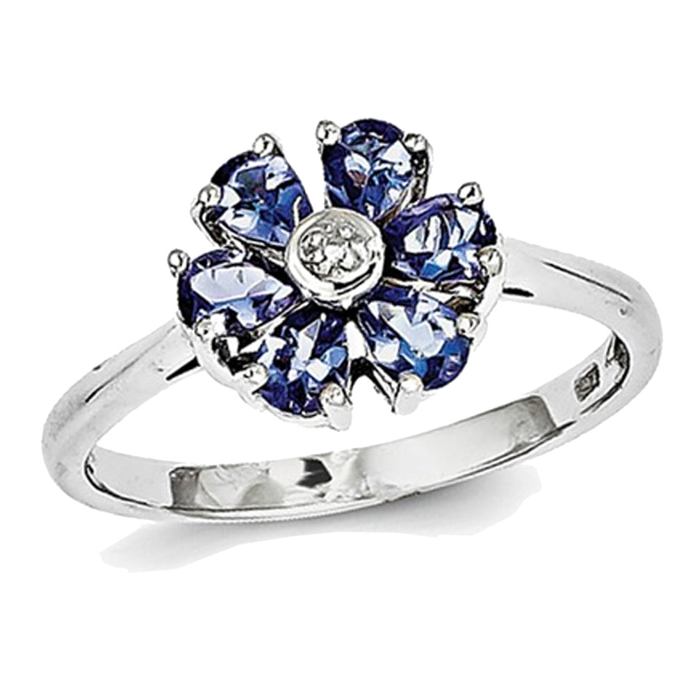 Flower Tanzanite Ring 4/5 Carat (ctw) in Sterling Silver Image 4