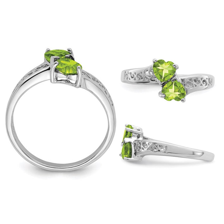 1.00 Carat (ctw) Peridot Heart Promise Ring in Sterling Silver Image 2