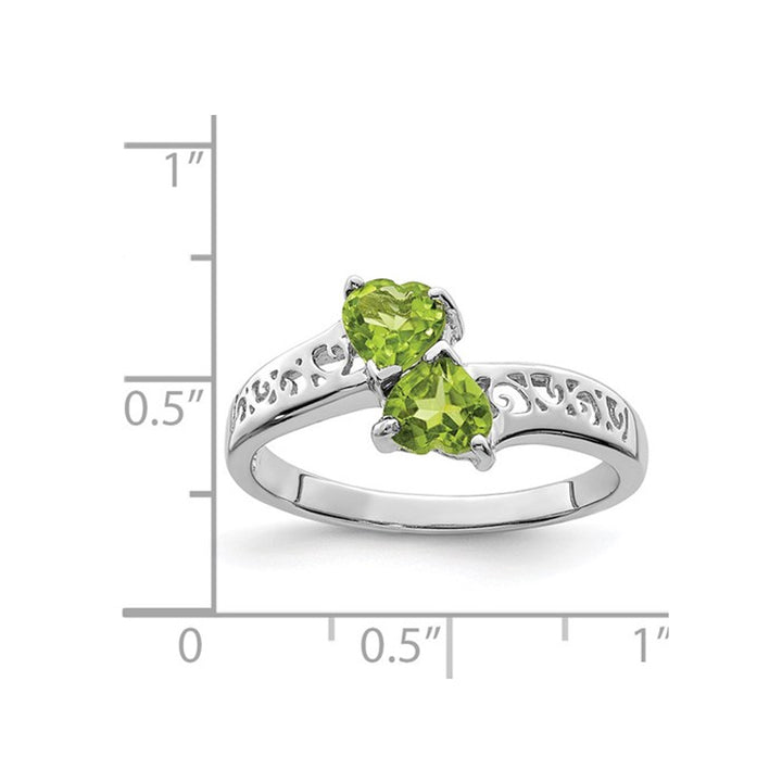 1.00 Carat (ctw) Peridot Heart Promise Ring in Sterling Silver Image 3