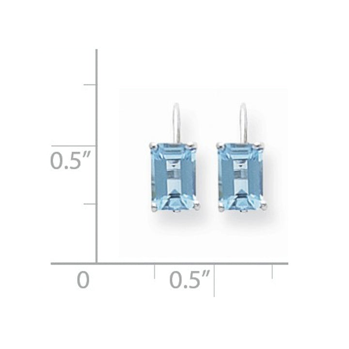 2.50 Carat (ctw) Natural Blue Topaz Leverback Earrings in 14K White Gold Image 2