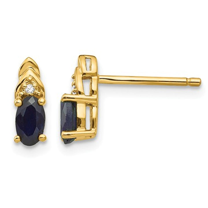 1/2 Carat (ctw) Natural Dark Blue Sapphire Post Earrings in 14K Yellow Gold Image 1