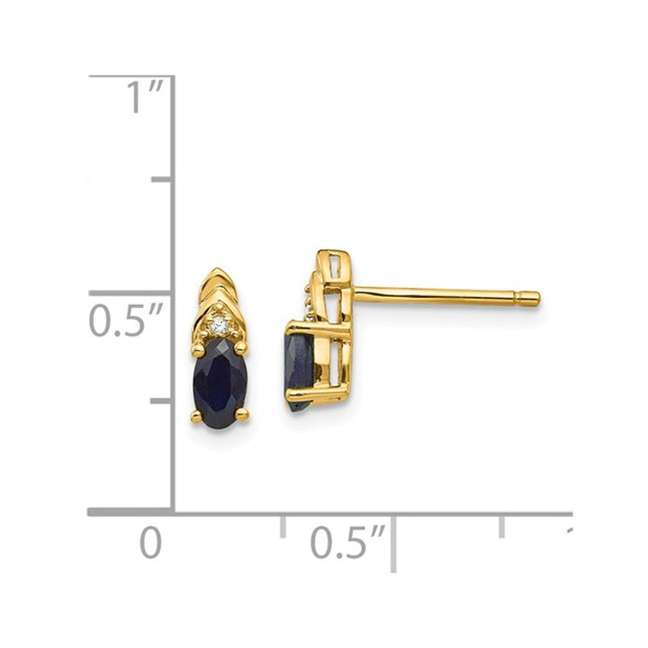 1/2 Carat (ctw) Natural Dark Blue Sapphire Post Earrings in 14K Yellow Gold Image 2