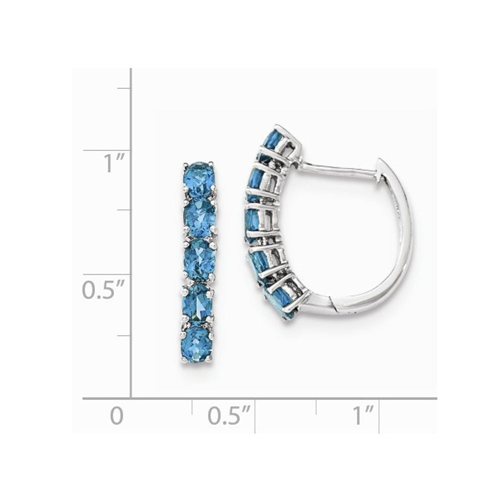 2.00 Carat (ctw) Blue Topaz Hoop Earrings in Sterling Silver Image 2