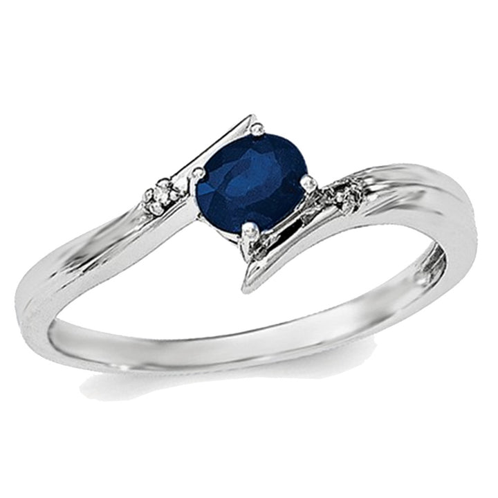 1/2 Carat (ctw) Natural Sapphire Ring in Sterling Silver Image 4