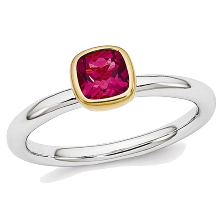 1.35 Carat (ctw) Ruby Cluster Ring in Sterling Silver Image 4