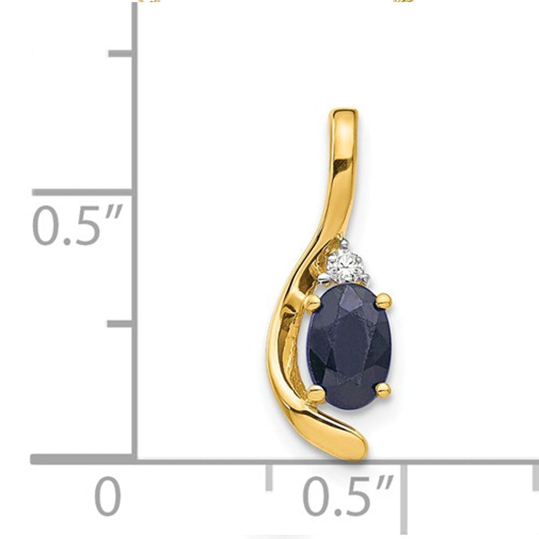 1/2 Carat (ctw) Blue Sapphire Pendant Necklace in 14K Gold with Chain Image 3