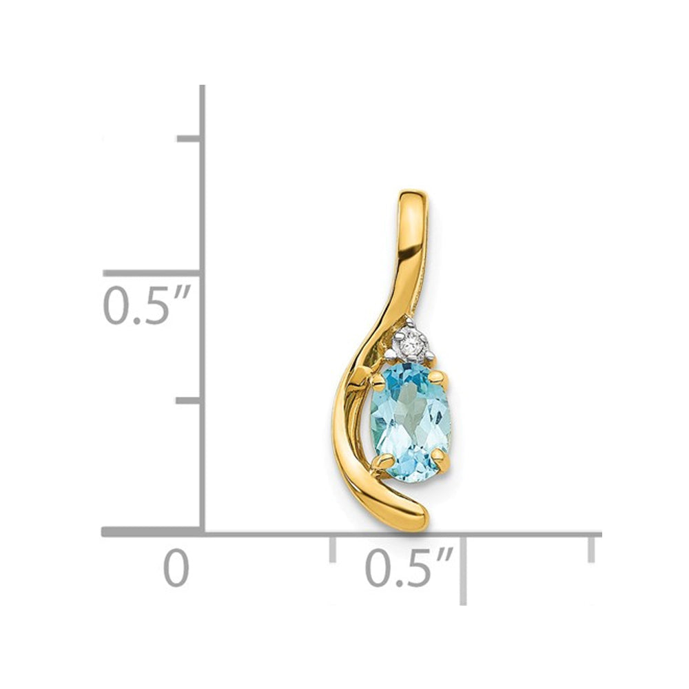 1/2 Carat (ctw) Blue Topaz Pendant Necklace in 14K Yellow Gold with Chain Image 3