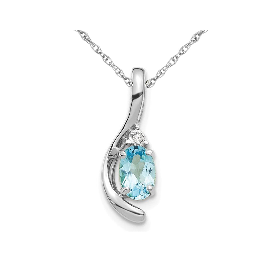 1/2 Carat (ctw) Blue Topaz Pendant Necklace in 14K white Gold with Chain Image 1