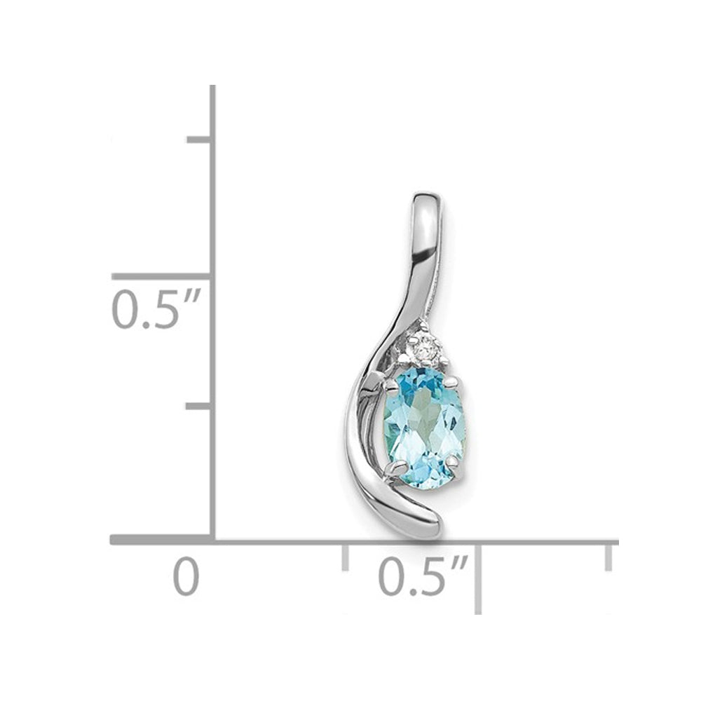 1/2 Carat (ctw) Blue Topaz Pendant Necklace in 14K white Gold with Chain Image 3